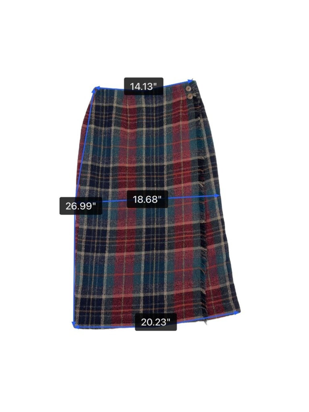 Talbots Womens Red & Green Plaid Wool Midi Skirt Button Accent Size 8 Petite image 7